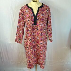 Lands' End Medium Vibrant Pink and Purple Patterned Midi Dress New